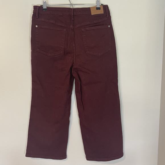 Judy Blue High Waist Tummy Control Wide Leg Crop Denim Jeans Size 15/32 Oxblood - Picture 8 of 12